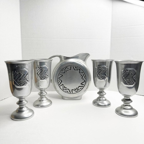 Mid Century Wilton Armetale Mount Joy Pitcher & Four Goblets - Picture 1 of 10